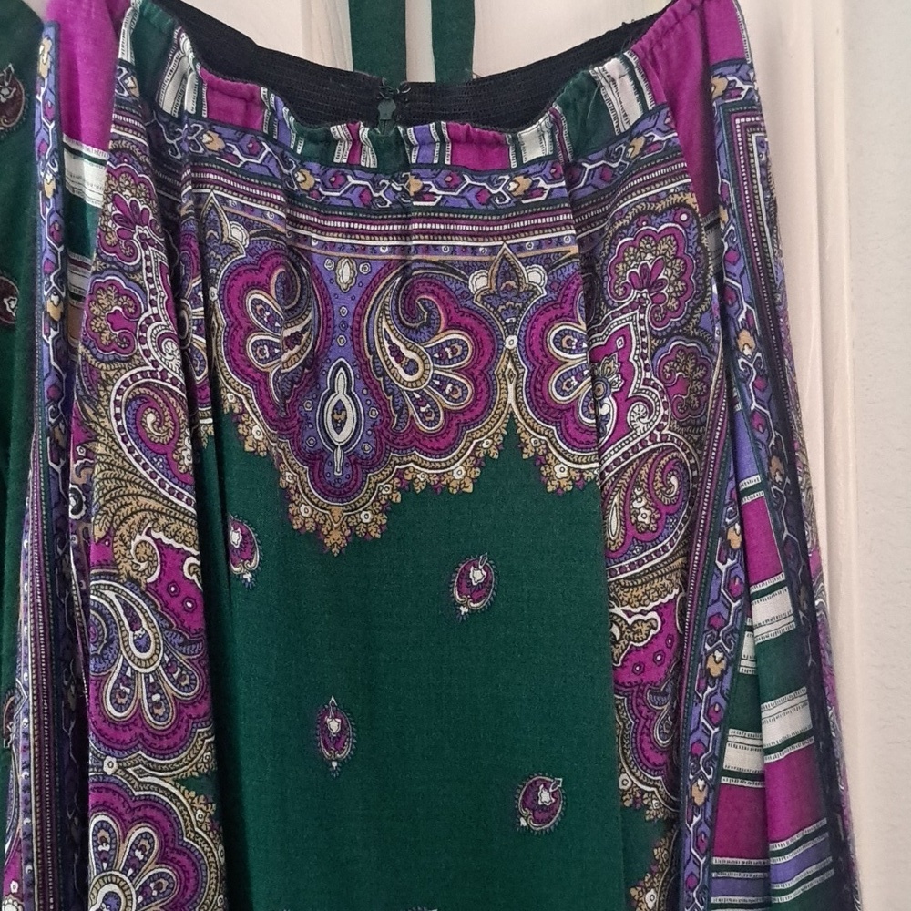 Vintage Robert Janan Green Paisley Print Skirt Set Sz 6 - Picture 4 of 10
